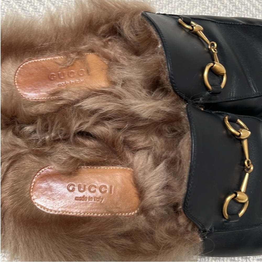 GUCCI “Princetown” Fur Lined Black Leather Mules - Picture 11 of 15
